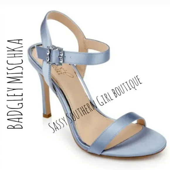🆕⭐ BADGLEY MISCHKA pink satin rhinestone heel sandals