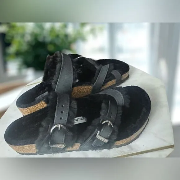 🔥🔥 Birkenstock Mayari Shearling Leather Sandals Size 38