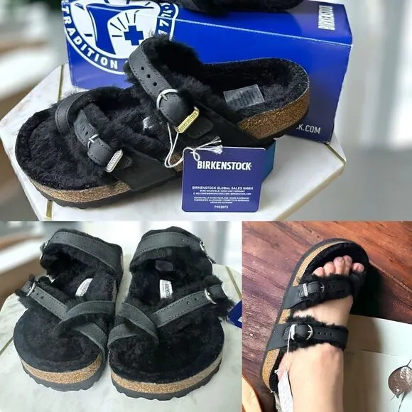 🔥🔥 Birkenstock Mayari Shearling Leather Sandals Size 38