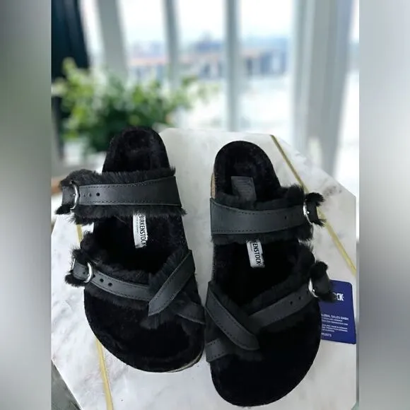 🔥🔥 Birkenstock Mayari Shearling Leather Sandals Size 38