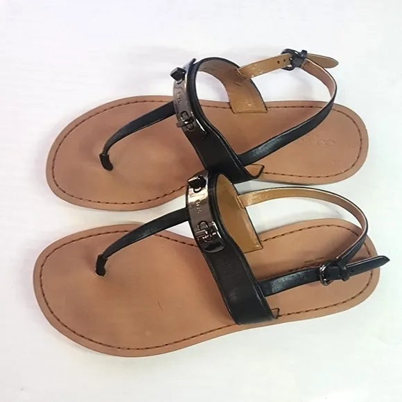 🌸 Coach | Gracie Patent Leather Thomg Sandals , size 7, Black
