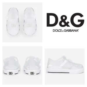 🚨 Dolce &amp; Gabbana Kids DG Logo White Jelly Sandals Sz 24 Italy