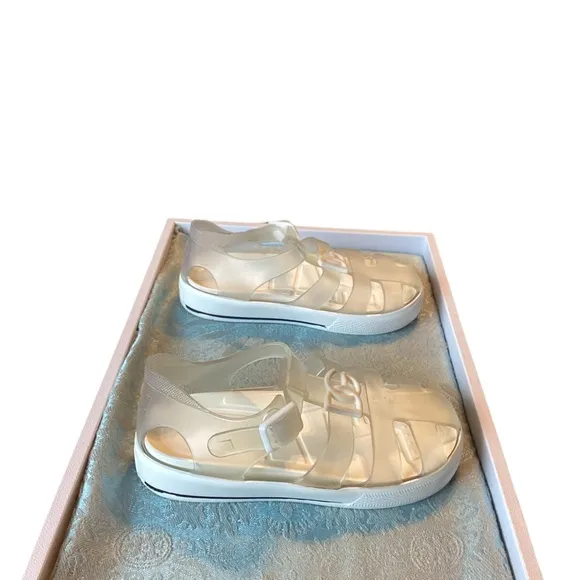 🚨 Dolce &amp; Gabbana Kids DG Logo White Jelly Sandals Sz 24 Italy