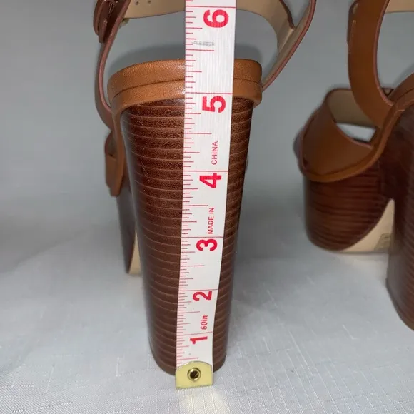 🆕 Michael Kors Platform Sandal Women's 8.5 Sia Leather Brown Boho Sexy Trendy