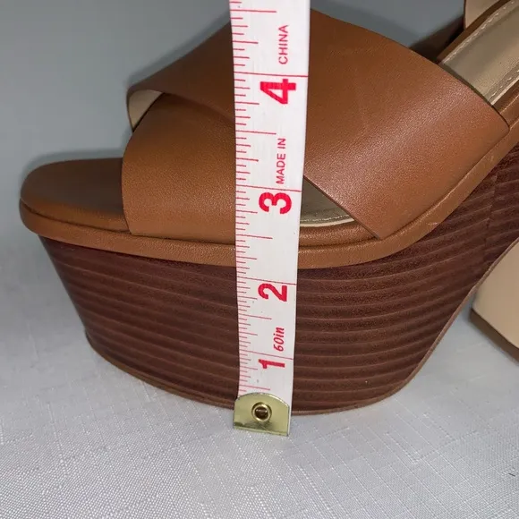 🆕 Michael Kors Platform Sandal Women's 8.5 Sia Leather Brown Boho Sexy Trendy