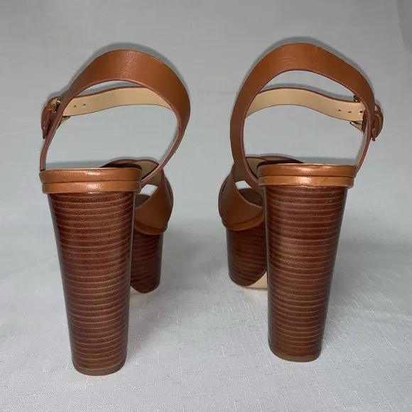 🆕 Michael Kors Platform Sandal Women's 8.5 Sia Leather Brown Boho Sexy Trendy