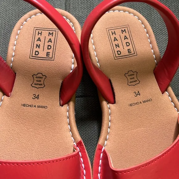 🇪🇸 New Handmade leather sandals from Spain red open toe slingback