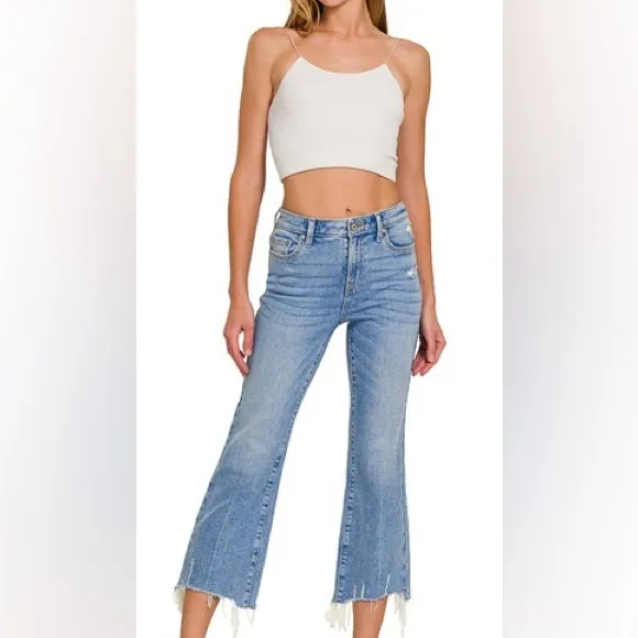 💥 The “Angelino” Crop Flare Jeans | Denim Blue