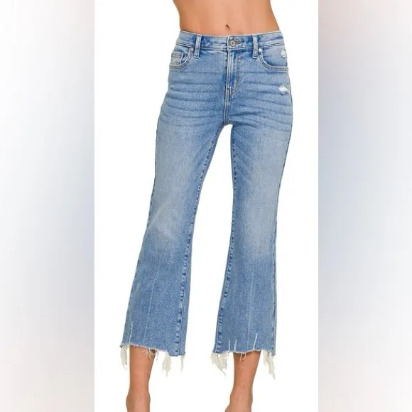 💥 The “Angelino” Crop Flare Jeans | Denim Blue