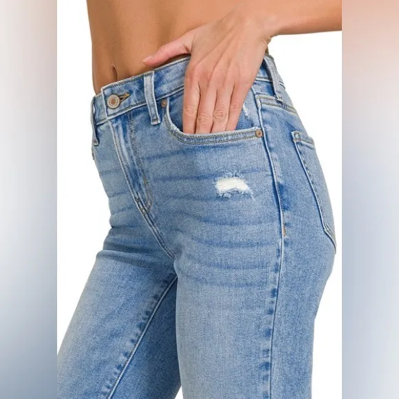 💥 The “Angelino” Crop Flare Jeans | Denim Blue