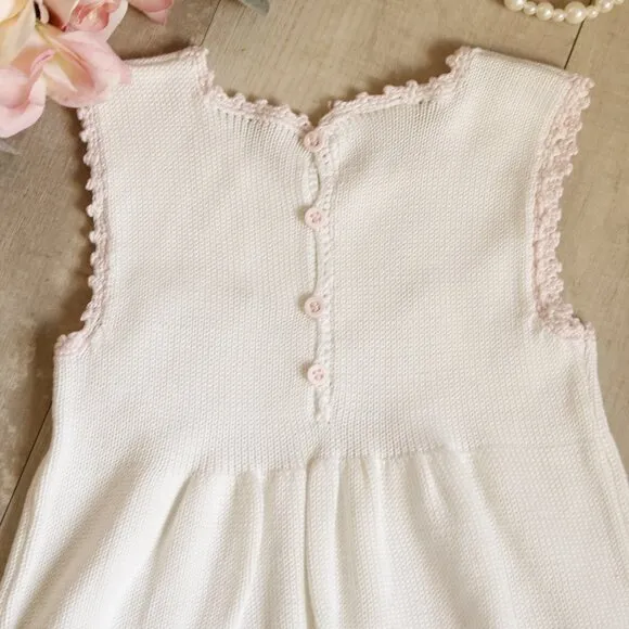 100% Cotton Romper Floral Embroidery Handmade Boutique 12 Months NWT