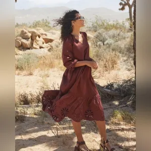 2025 COLORS ! Poplin‎ Eyelet Midi Dress