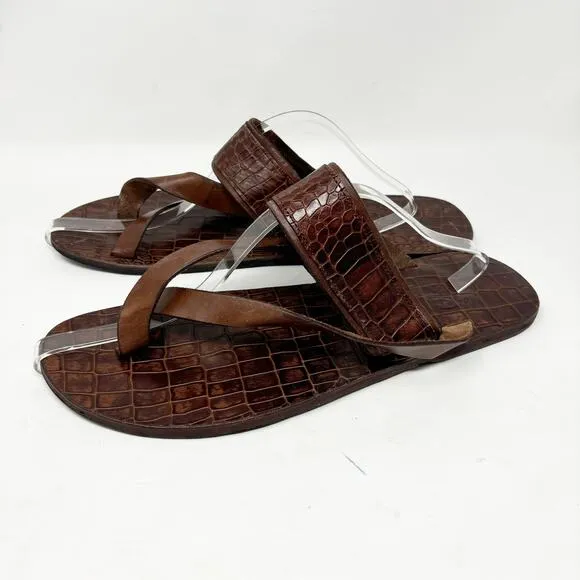 313 EKO Handmade Shoes Bespoke Hand Crafted Leather Sandals Mens 14 Brown