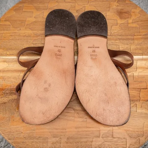 3denari Positano Made in Italy Leather Sandals Womens 6.5 Thong Summer Beach
