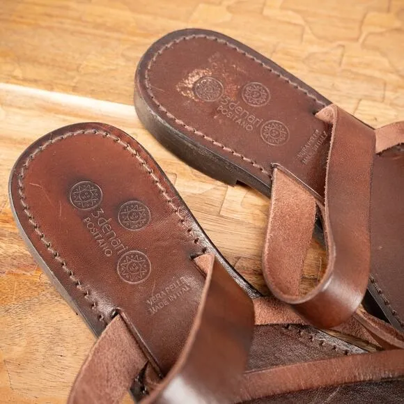 3denari Positano Made in Italy Leather Sandals Womens 6.5 Thong Summer Beach