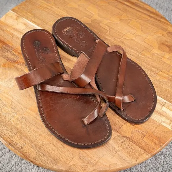 3denari Positano Made in Italy Leather Sandals Womens 6.5 Thong Summer Beach