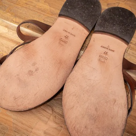 3denari Positano Made in Italy Leather Sandals Womens 6.5 Thong Summer Beach