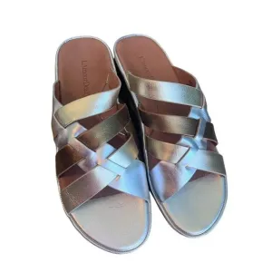 9.5 L'Amour Des Pieds Veryl Metallic Comfort Sandals NWOB Strappy