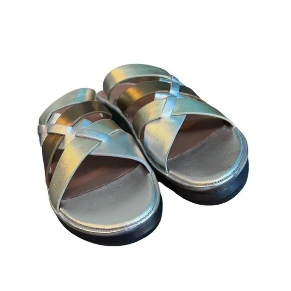9.5 L'Amour Des Pieds Veryl Metallic Comfort Sandals NWOB Strappy