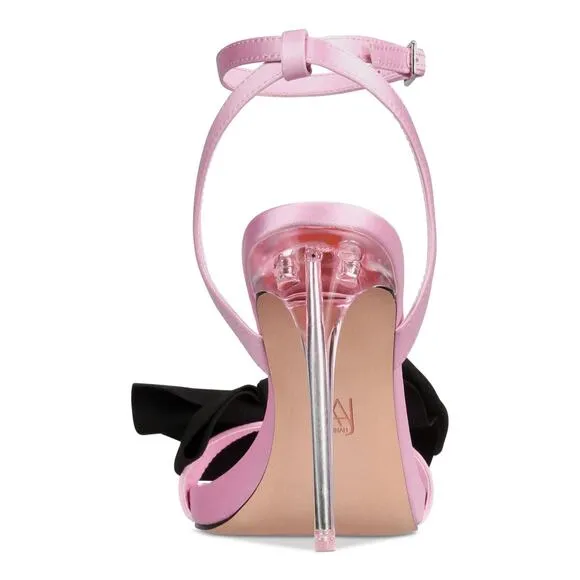 AAJ by Aminah Women Yahira Ankle Strap Bow Sandals Size US 10M Blush Pink Fabric