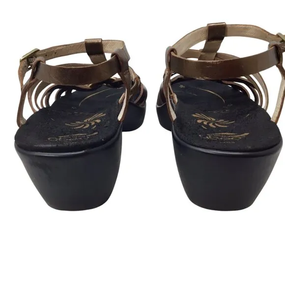 Abeo Sandals Bronze Gold Ring Strappy Gladiator Size 8 N Narrow Comfort Sandal