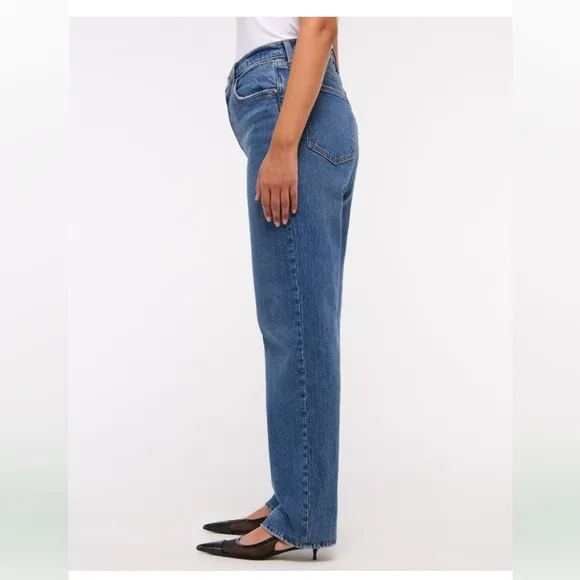 Abercrombie &amp; Fitch Ultra High Rise 90s Straight Jean sz 34 Y2K Curve Love 18R