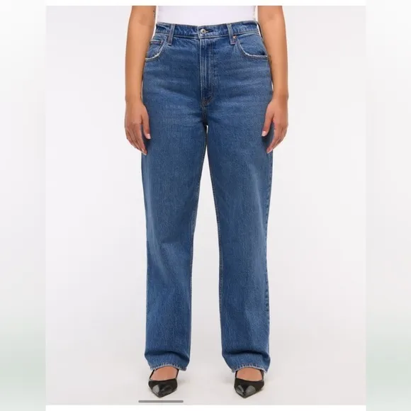 Abercrombie &amp; Fitch Ultra High Rise 90s Straight Jean sz 34 Y2K Curve Love 18R