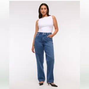 Abercrombie &amp; Fitch Ultra High Rise 90s Straight Jean sz 34 Y2K Curve Love 18R