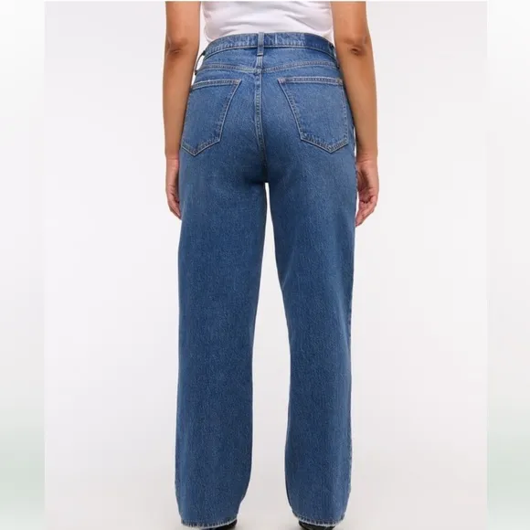 Abercrombie &amp; Fitch Ultra High Rise 90s Straight Jean sz 34 Y2K Curve Love 18R