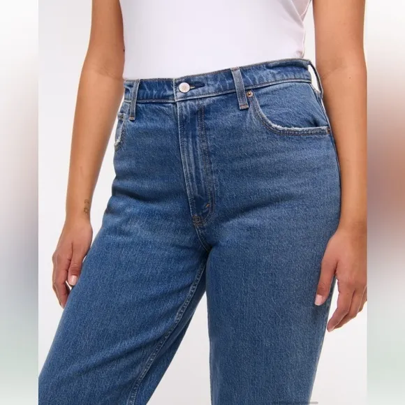 Abercrombie &amp; Fitch Ultra High Rise 90s Straight Jean sz 34 Y2K Curve Love 18R