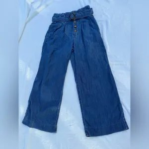 Abercrombie &amp; Fitch Women's Wide-Leg Chambray Pants Size XS – Paperbag Waist