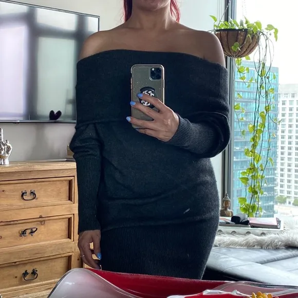 Acne Studios Sweater Dress in Wool with Generous Cowl Turtleneck - Small
