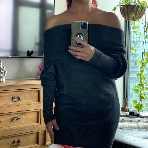 Acne Studios Sweater Dress in Wool with Generous Cowl Turtleneck - Small