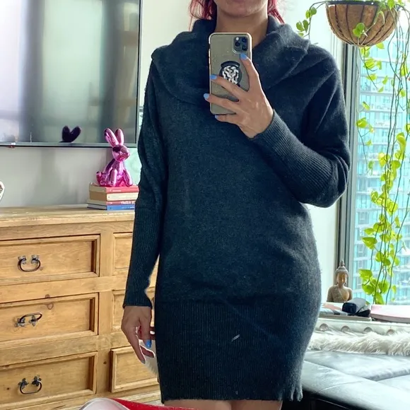 Acne Studios Sweater Dress in Wool with Generous Cowl Turtleneck - Small