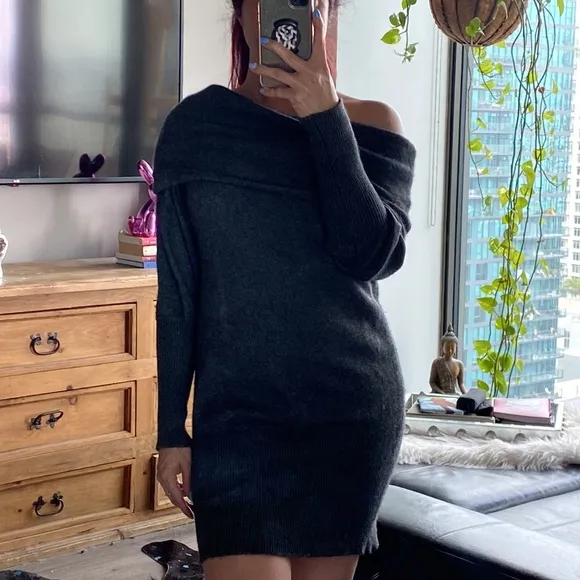 Acne Studios Sweater Dress in Wool with Generous Cowl Turtleneck - Small