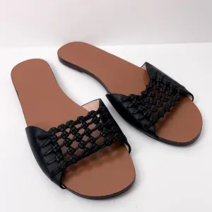 AD &amp; Daughters Slip On Sandals Leather Black Brown Size 8