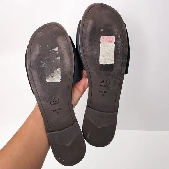 AD &amp; Daughters Slip On Sandals Leather Black Brown Size 8