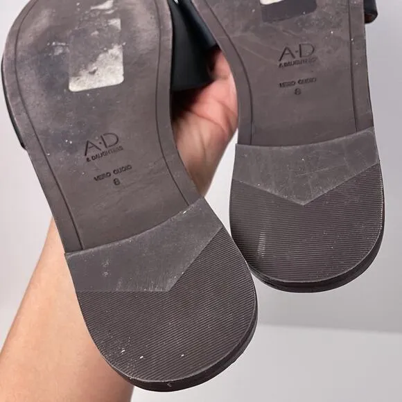 AD &amp; Daughters Slip On Sandals Leather Black Brown Size 8