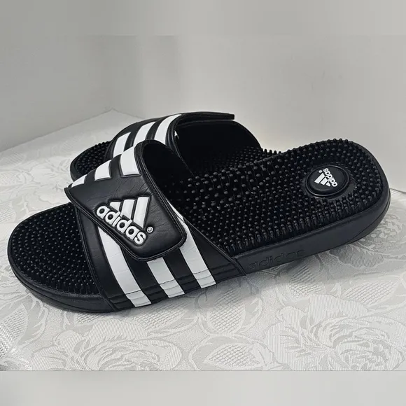 Adidas Men's Slide Sandals Black/White Slip on Size 12