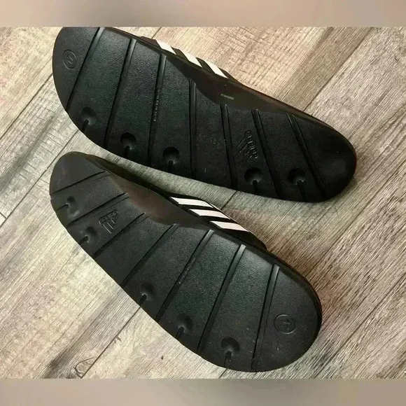 adidas size 17 Duramo Slide Black White Men Sports Sandals Slippers G15890 big