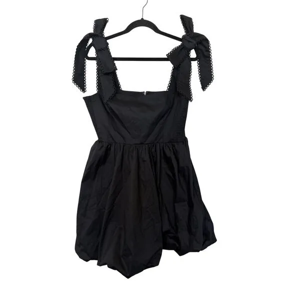 Adrianna Papell Women's Tie Shoulder Bubble Party Dress Flirty Bow NWT Black 12