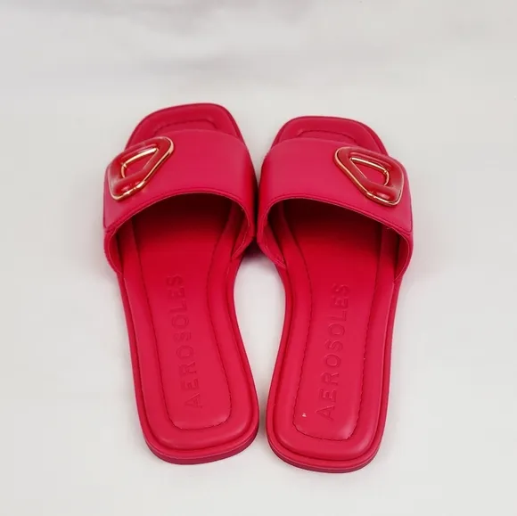 Aerosoles Blaire Leather Pink Slide Sandals