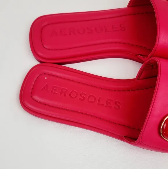 Aerosoles Blaire Leather Pink Slide Sandals