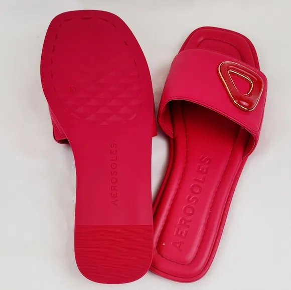 Aerosoles Blaire Leather Pink Slide Sandals