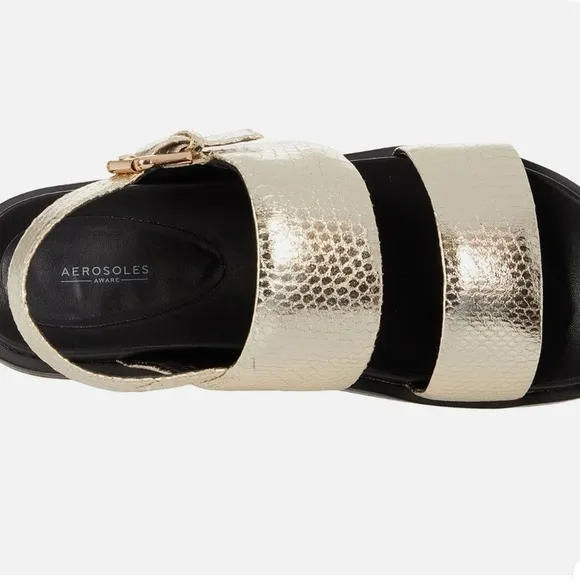 AEROSOLES Women’s Gold Buckle Sandal Leggenda