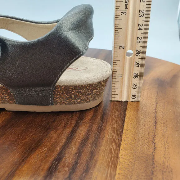 Aetrex Jillian Sandals Women's 7 Gray Braided Leather Quarter Strap Comfort