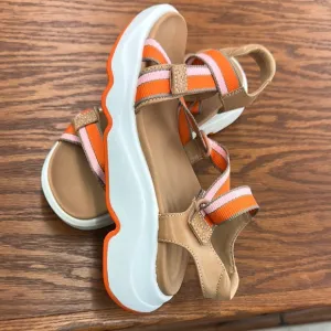 Aetrex Women's Sport Adjustable Striped Walking Sandals Sz 6 Worn Once Like New