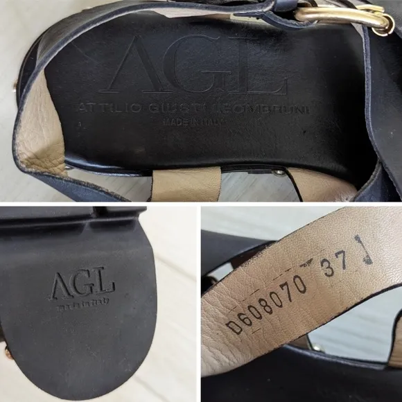 AGL Attilio Giusto Leombruni leather sandals studded Italy