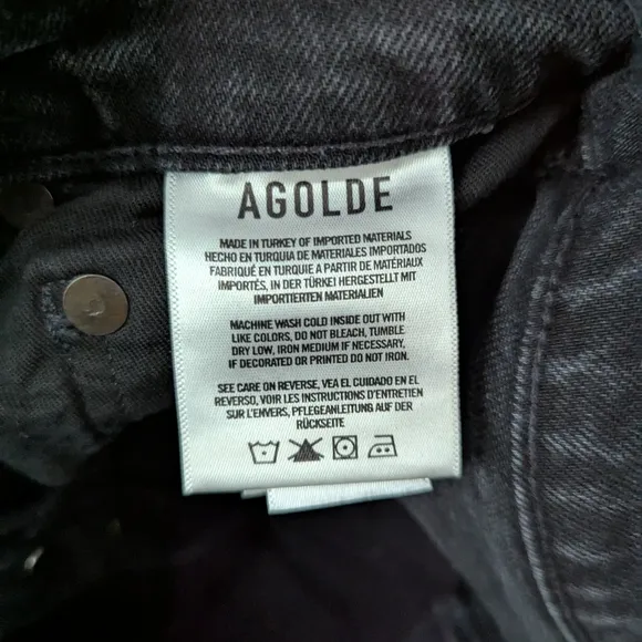 AGOLDE Riley High Rise Straight Crop Jean in Panoramic Black Womens 26