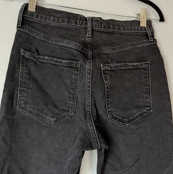 AGOLDE Riley High Rise Straight Crop Jean in Panoramic Black Womens 26